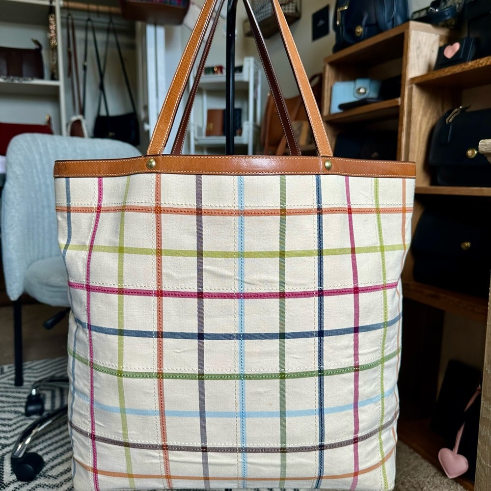 COACH TATTERSALL XL PLAID WEEKENDER TOTE and MATCHING WRISTLET - Picture 4 of 14